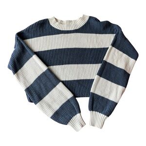 Hollister Navy & White Striped Knit Sweater – Size M